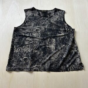 Picadilly Fashions Tank Top Womens Large Black Sequin Scoop Neck Sleeveless